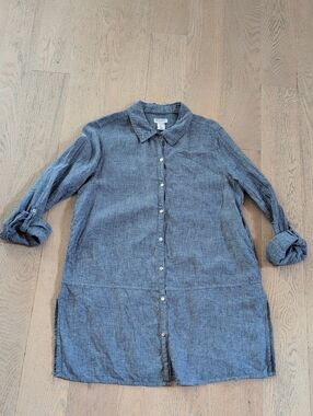 Artisan Ny Button-Front Linen Tunic Size L